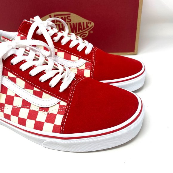 VANS Iconic Old Skool Primary Low Top Sneaker Women Check Red Canvas VN0A38G1P0T - Picture 8 of 11